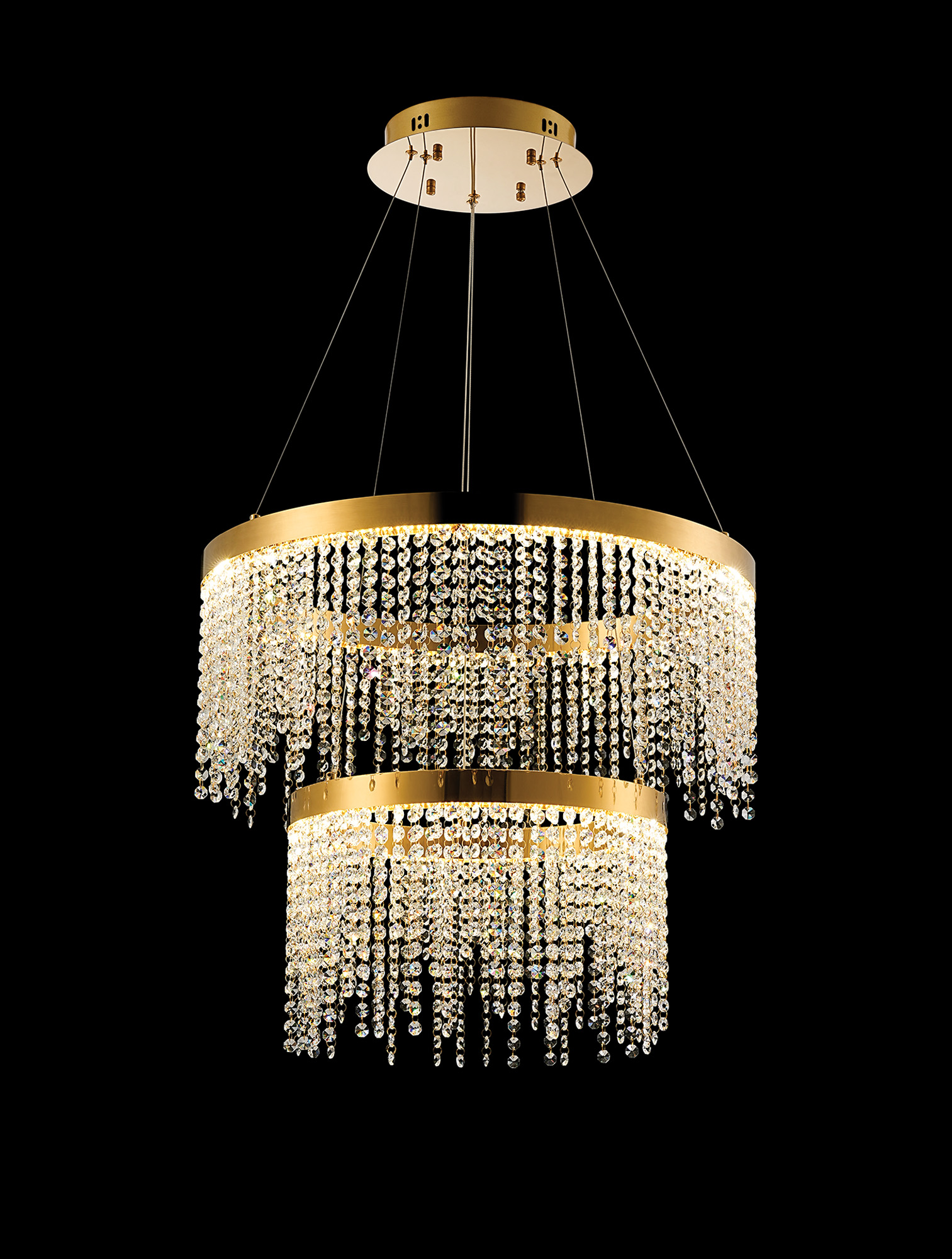 IL32872  Bano Round Dimmable 2 TIer Pendant 47W LED French Gold